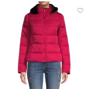 Armani Jeans Faux Fur-Trim Down Puffer Jacket